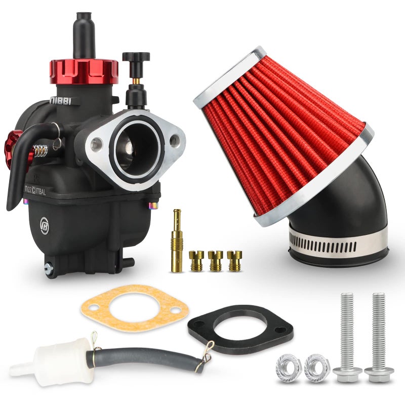 NIBBI PE22 Carburetor with 48mm Air Filters Kit PE22mm FL Motorcycle Carb Fit for 110cc 125cc 130cc Dirt Bike Pit Bike Apollo TaoTao Lifan Kayo Honda SSR Motor Predator212 - Image 1